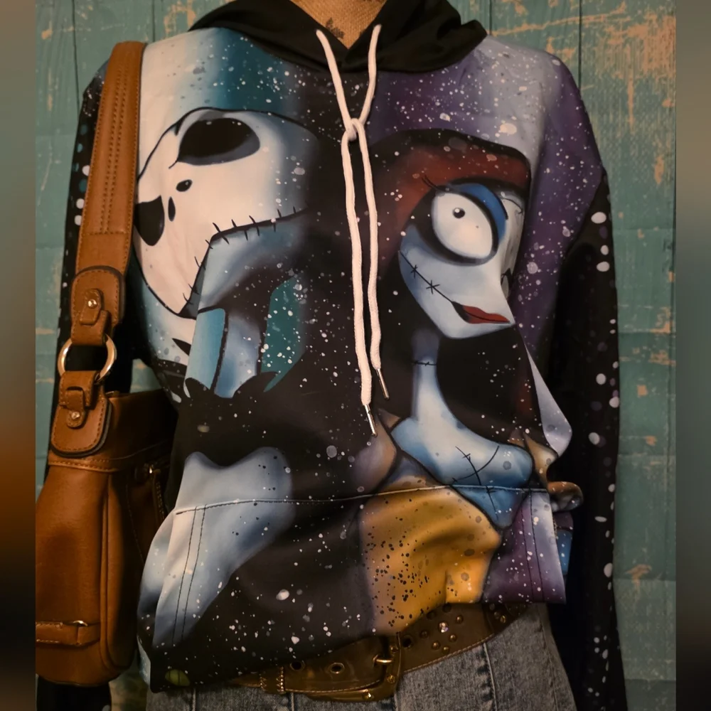 Nightmare Before Christmas Jack and Sally hoodie,‎ lightweight